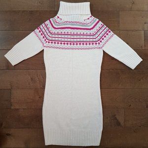 Dots Ivory Turtleneck Knit Sweater Dress Top , S
